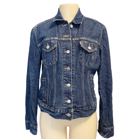 Levi’s Red Tab Jean Jacket Dark Wash Blue Stretch Denim - Picture 4 of 14